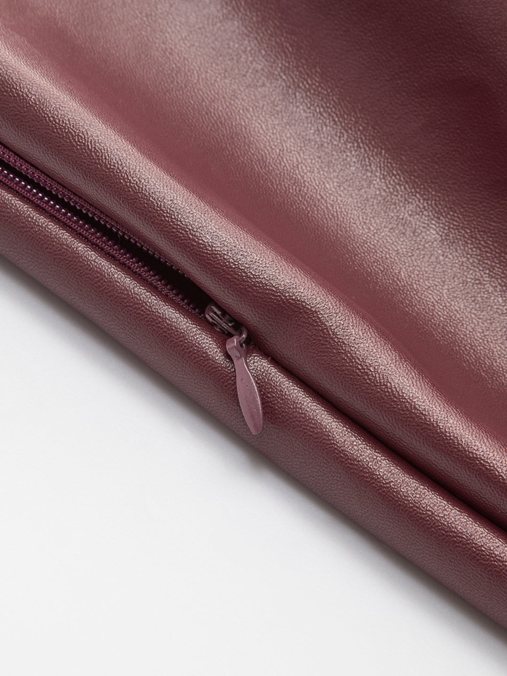 Commense Burgundy Tiered Faux Leather Mini Skirt - Picture 5 of 8